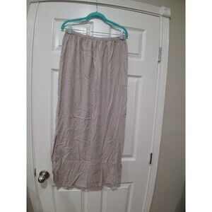 Skirt Women's L happyLy Grey Linen Blend Maxi  Threads Front Slit
